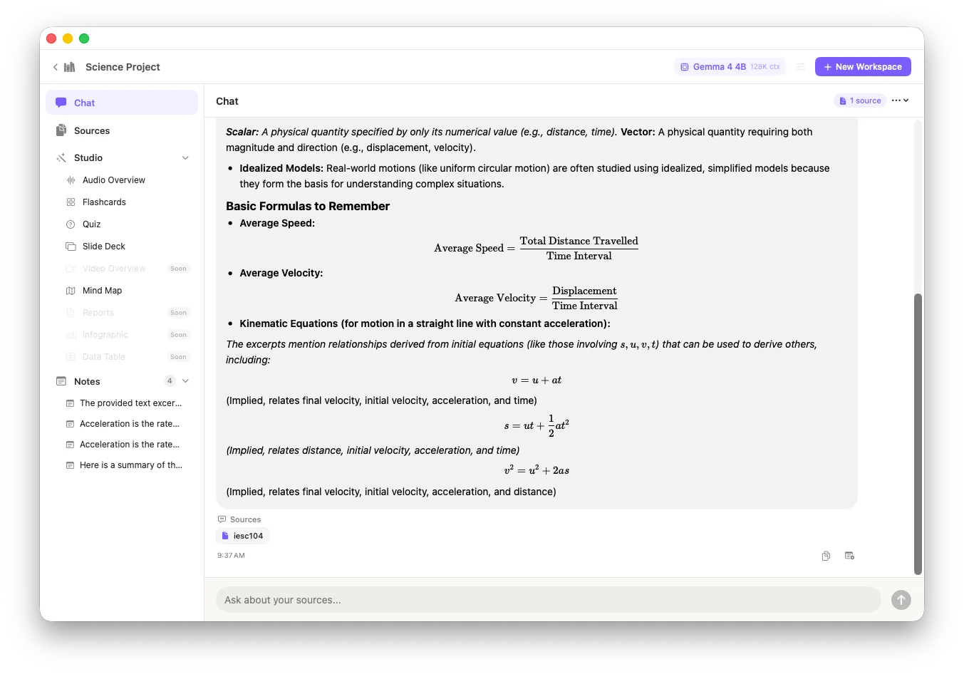 EQBook AI research workspace interface